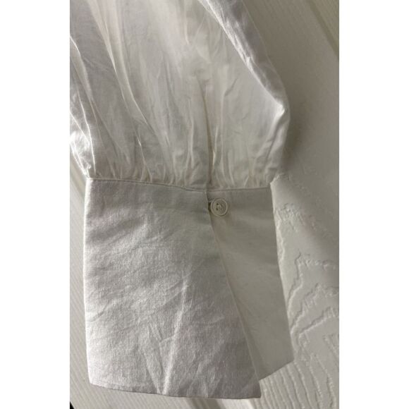 Free People Sz S Charlie Shirt White V-Neck Pockets Slit Maxi Dress Trendy - Picture 7 of 7